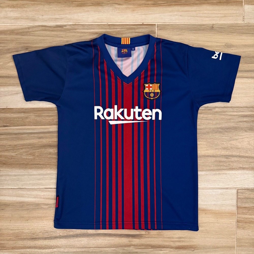 FC Barcelona Home Soccer Jersey Blue Red Rakuten Unicef Youth Size 10